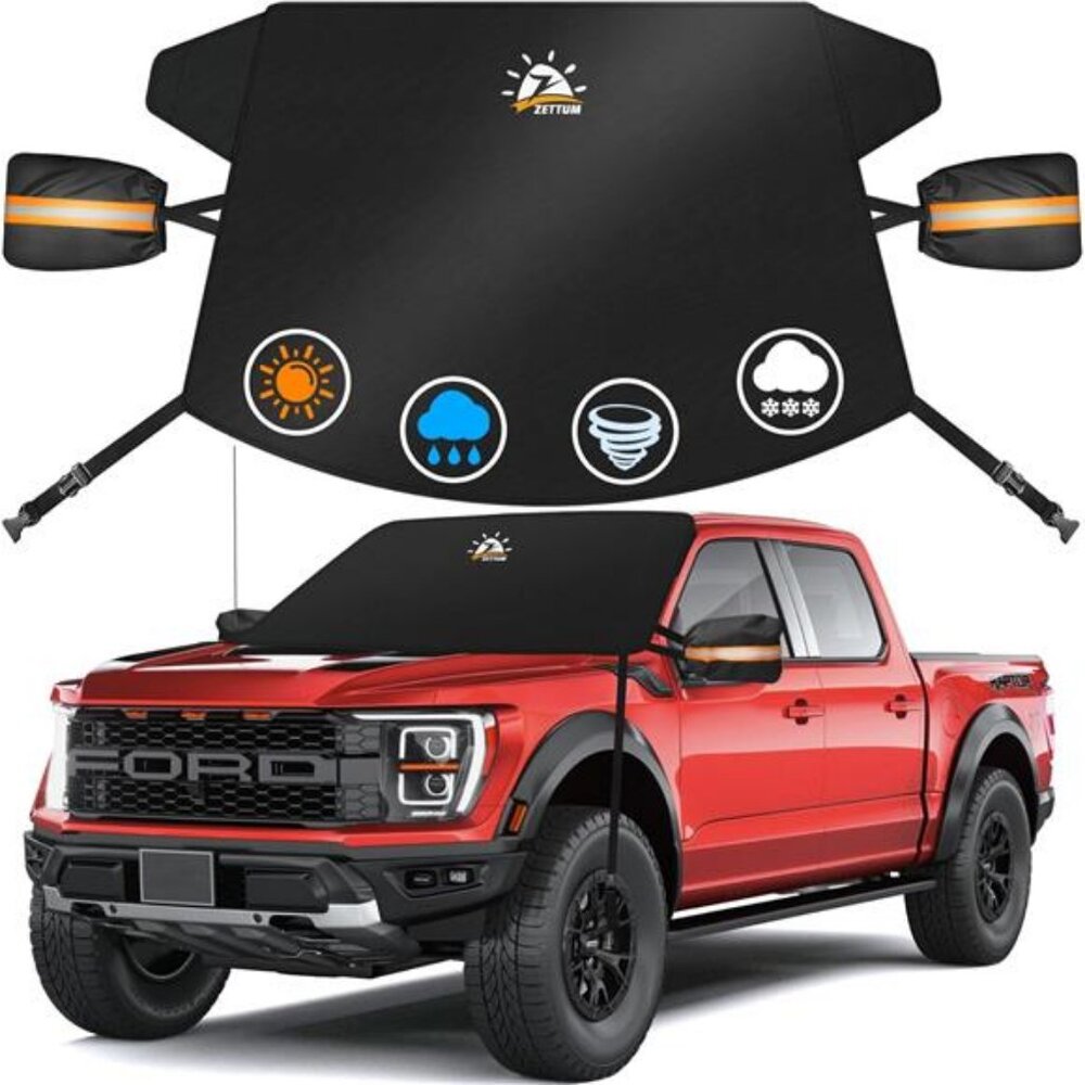 Zettum Car Windshield Cover for Ice and Snow - 600D Windshield Snow Cover with
